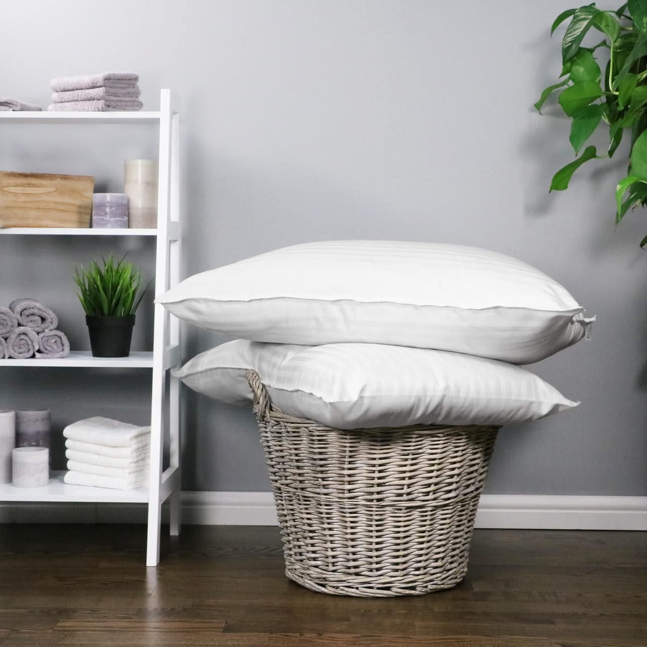 Satin Stripe Hotel Pillows (Pack of 2)